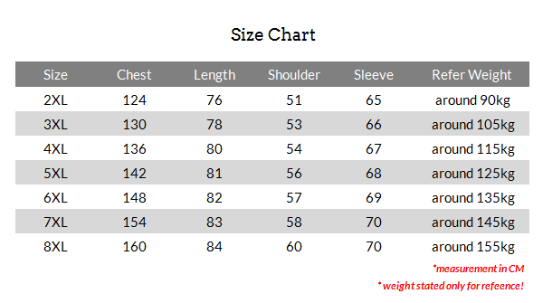 Mens Large Size Chart