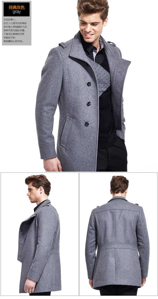 Men Premium Fashion Slim Fit Extra Long Wool Trench Coat Outerwear ...