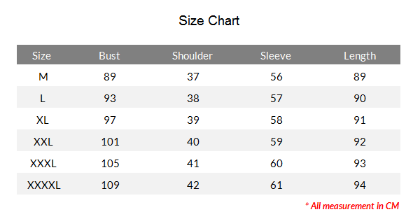 Korean Size Chart