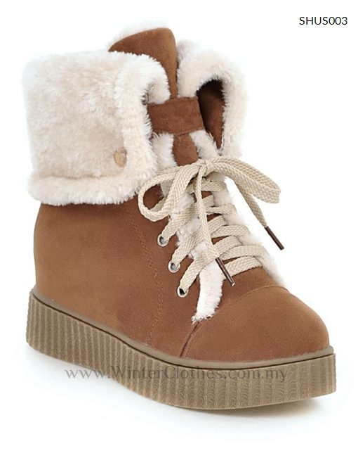 Cute Women Winter Boots with Shearling Collar - Winter Clothes