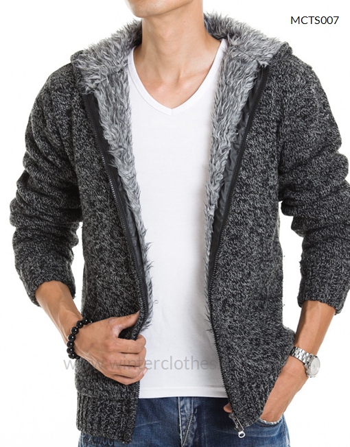 Men'S Hooded Solid Color Thick Sweater Korean Men' S Fashion Cardigan ...