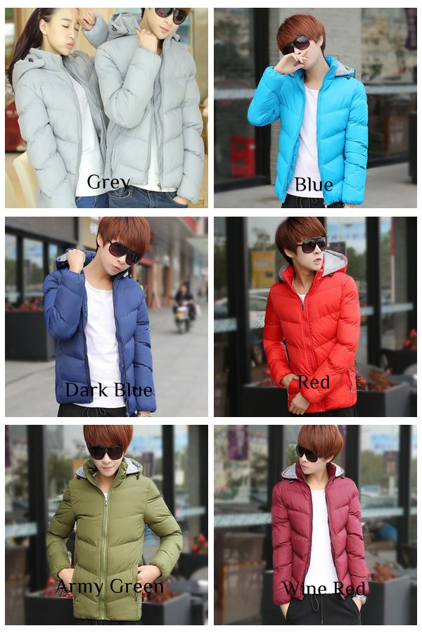 Basic Cotton Padded Winter Hooded Jacket Solid Colors for Unisex ...