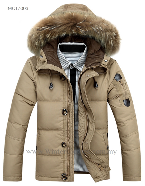 Men White Duck Down Winter Jacket with Fur Trimmed Hooded - Winter Clothes