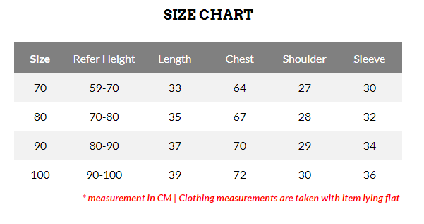 Fleece Jacket Size Chart