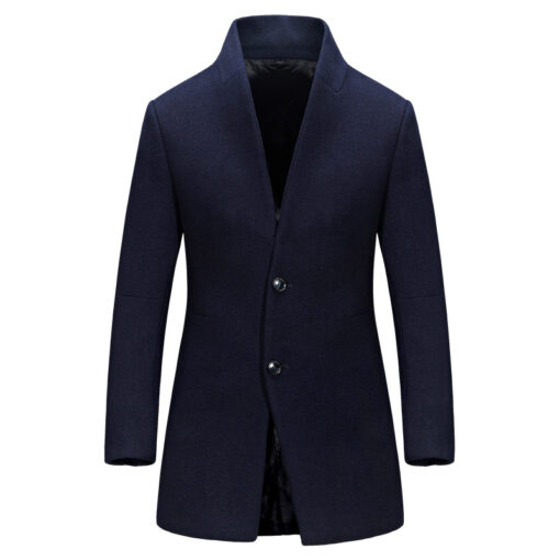 Formal Winter Wool Blended Single Breasted Trench Coat